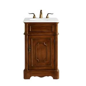 Simply Living 21 in. W x 19 in. D x 33 in. H Bath Vanity in Teak with Ivory White Engineered Marble