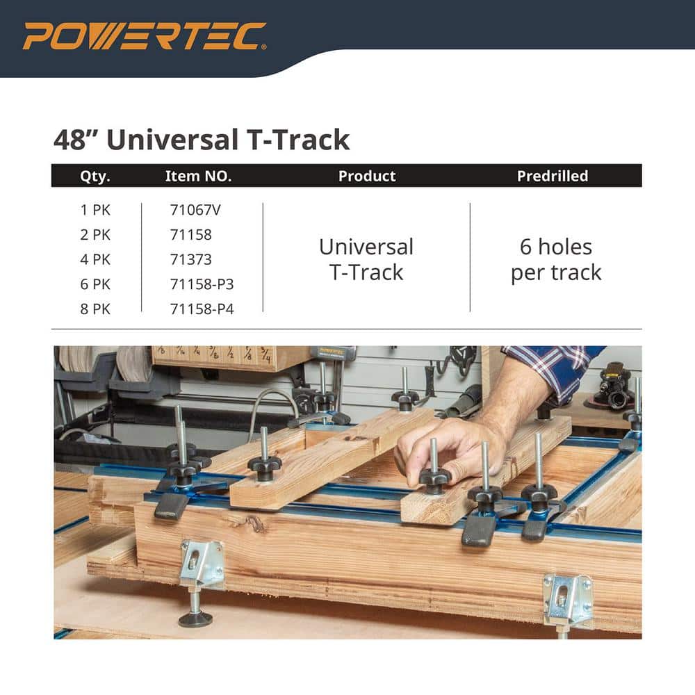Universal Blue Aluminum T-Track Kit with Hardware