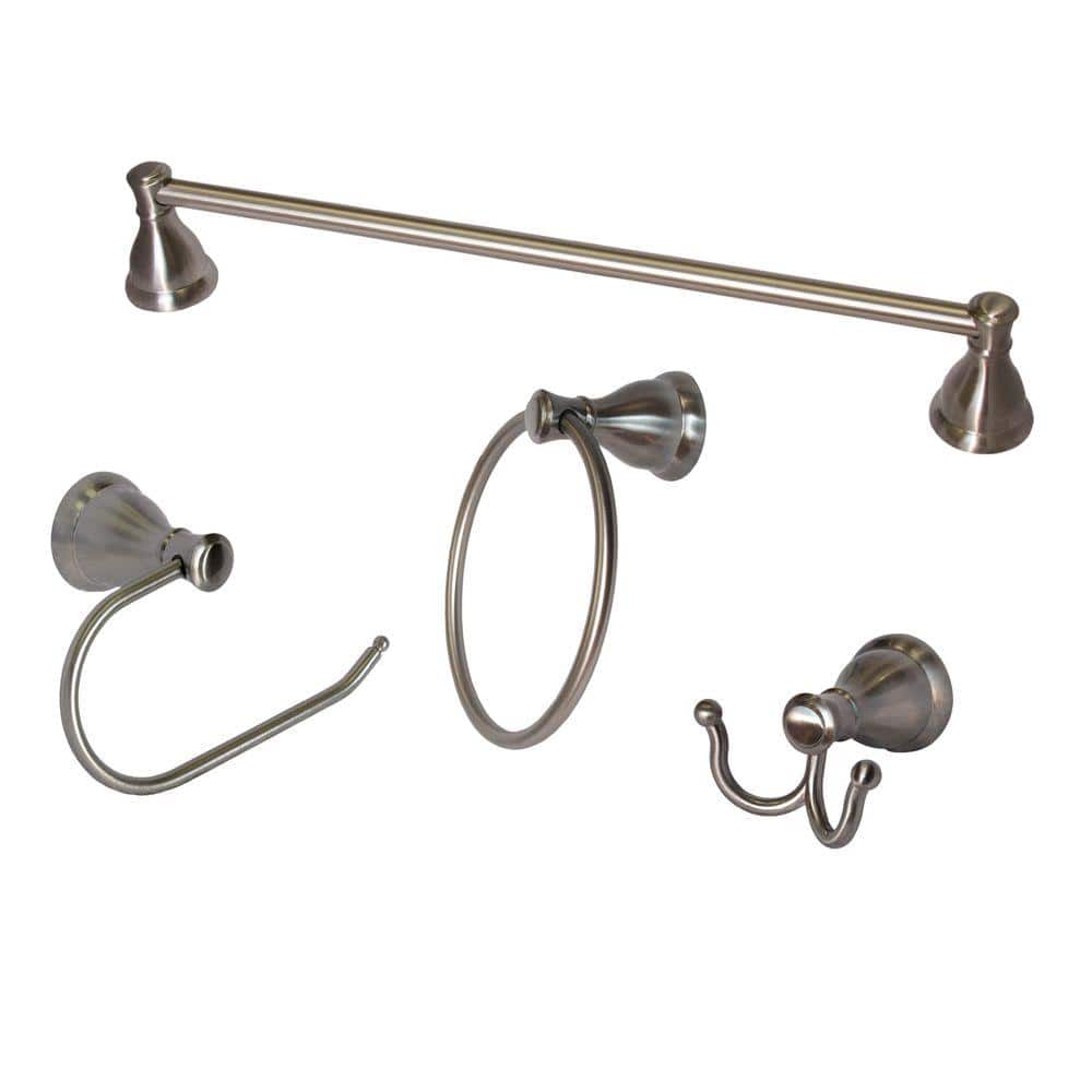 Satin Nickel 4-Piece Bathroom Hardware Set