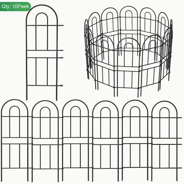Oumilen Decorative Garden Fence 10-Pieces 32 in. H RustProof Metal Garden Fence Total 10 ft. L, Black