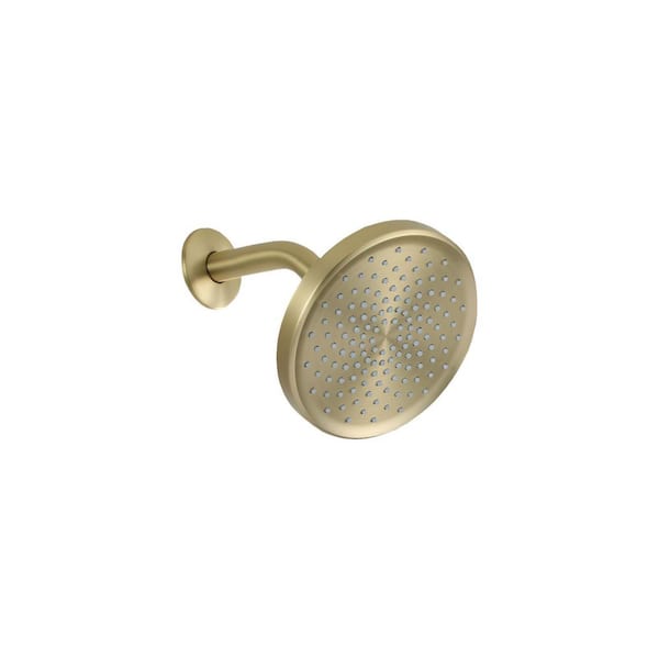 Flynama 1-Spray Patterns with 2.5 GPM 6 in. Single Wall Mount Fixed Shower Head in Brushed Gold