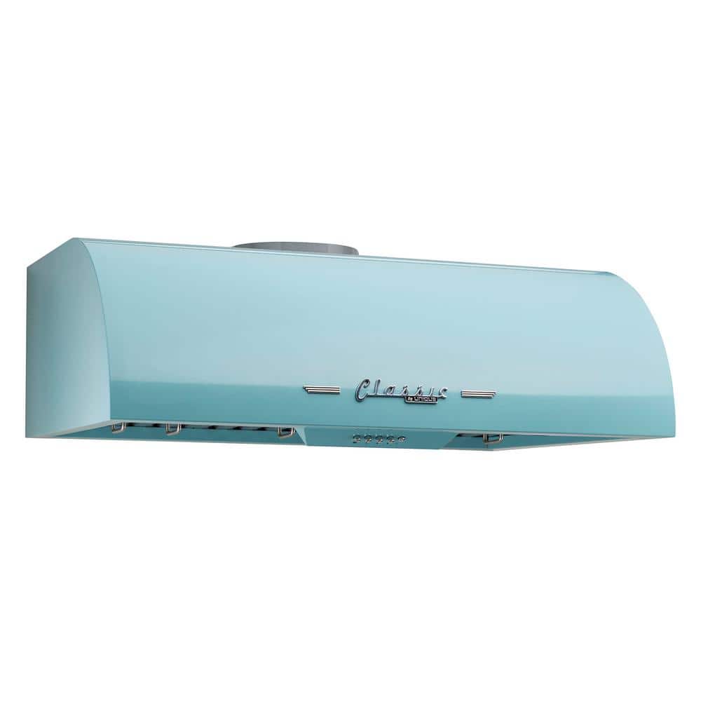 Classic Retro 30" Ocean Mist Turquoise Stainless Steel Under Cabinet Range Hood