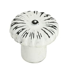 Beaded Floral 1-1/4 in. (30 mm) Distressed White Patina Cabinet Knob