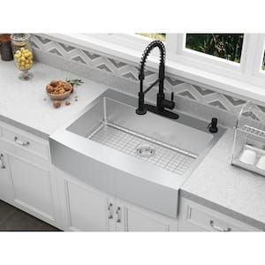 Casmir Single Handle Spring Coil Pull Down Sprayer Kitchen Faucet in Matte Black