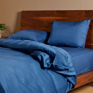 Luxury 100% Viscose from Bamboo Duvet Cover Set with Shams, 3-pcs, Full-Queen - Indigo