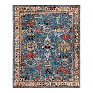 Light Blue 8 ft. 0 in. x 9 ft. 10 in. Serapi One-of-a-Kind Hand-Knotted Area Rug