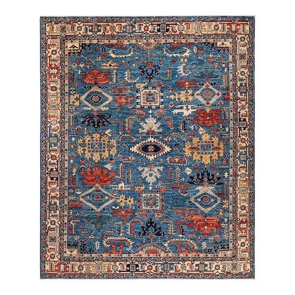 Solo Rugs Light Blue 8 ft. 0 in. x 9 ft. 10 in. Serapi One-of-a-Kind Hand-Knotted Area Rug