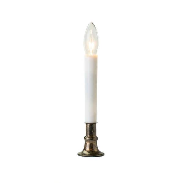 9 in. Electric Window Candle Antique Bronze w/Warm White LED Bulb and Sensor 4-Piece Set