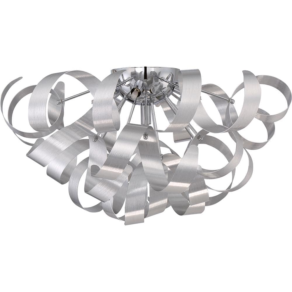 Elegant Crystal and Chrome 22" Ribbon Flush Mount Light
