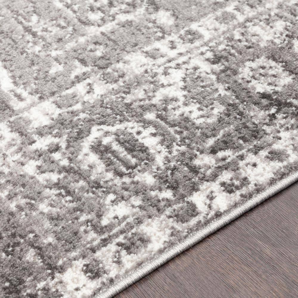 Gray Rectangular Handmade Synthetic Area Rug, 5' x 7'