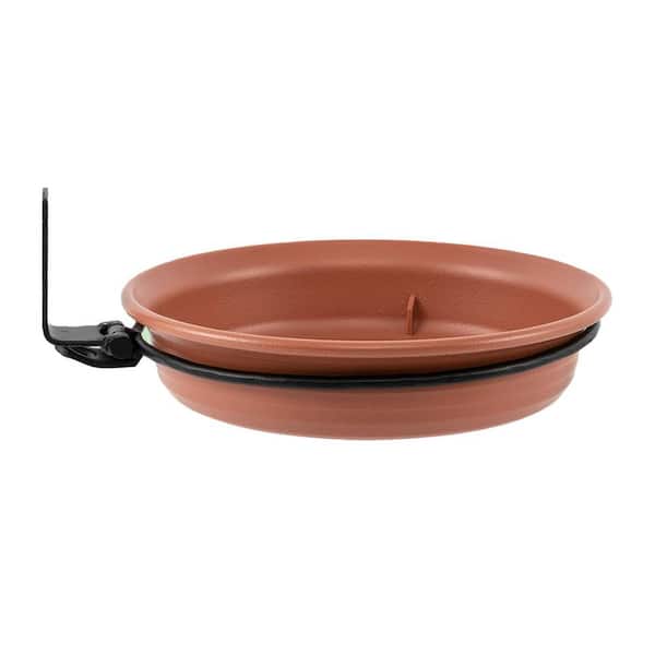 8.3 in. Tree Mounted Wild Bird Bath Feeders Tray with Heavy Duty Iron Ring, Brown