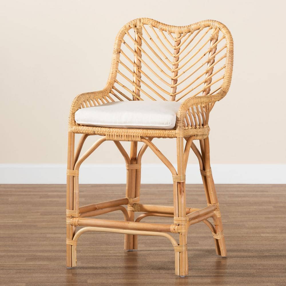 Arween Handcrafted Natural Brown Rattan Bohemian Counter Stool