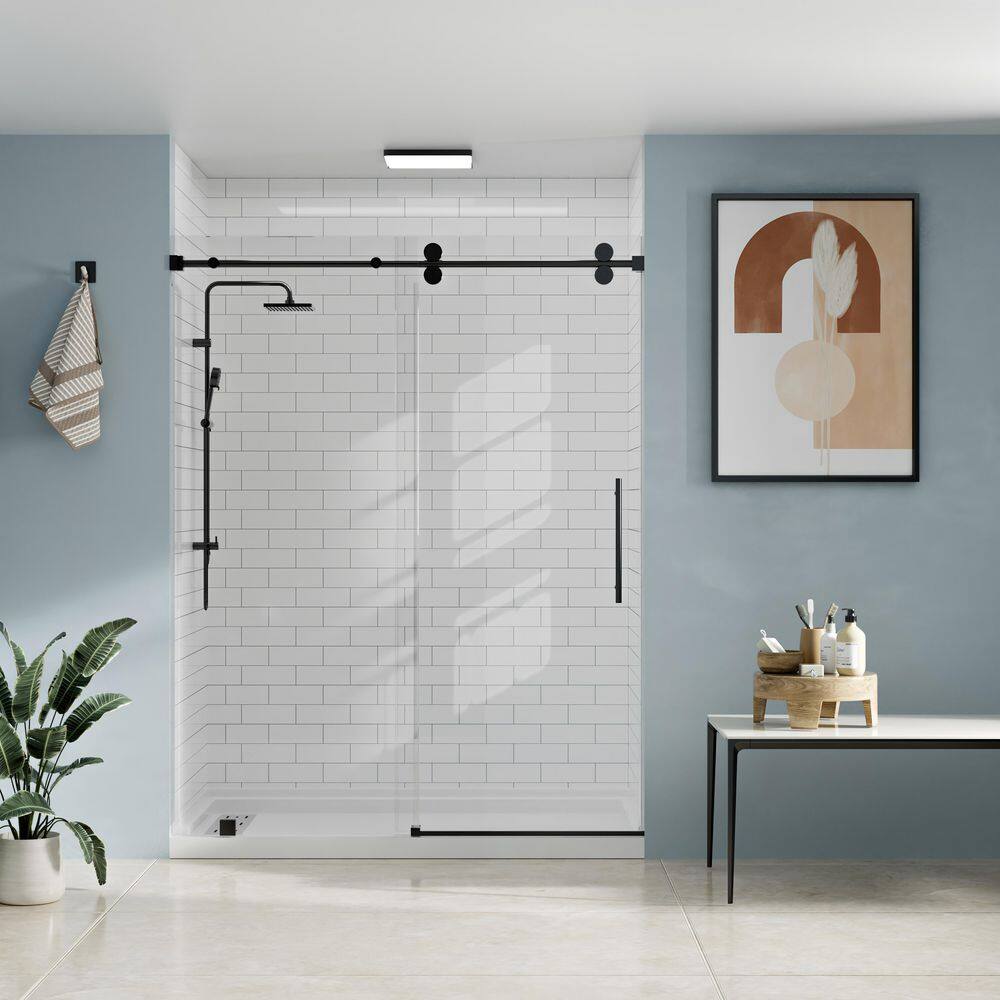32 in. L x 60 in. W x 96 in. H Alcove Shower Stall/Kit Sliding Door in Matte Black with Right Drain and Glossy Bricks price history on PriceWatchPro