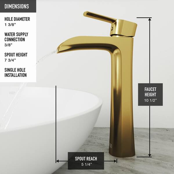 Vigo Niko Single Hole Single Handle Vessel Bathroom Faucet In Matte Gold Vgmg The Home Depot