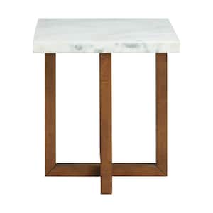 Meyers Marble Square 22 in. End Table in White