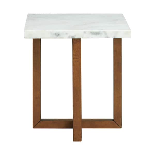 Picket House Furnishings Meyers Marble Square 22 in. End Table in White