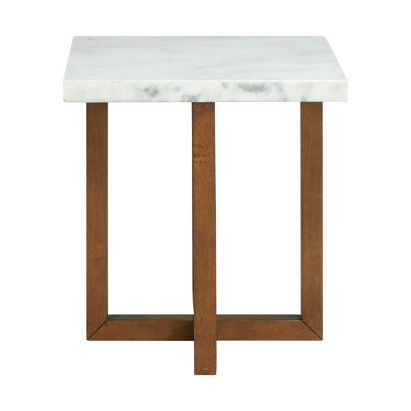 Picket House Furnishings Meyers Marble Square 22 in. End Table in White CTMS100ETE