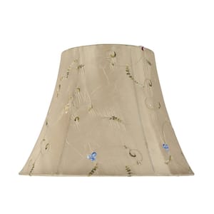 13 in. x 9.5 in. Gold and Floral Embroidered Design Bell Lamp Shade