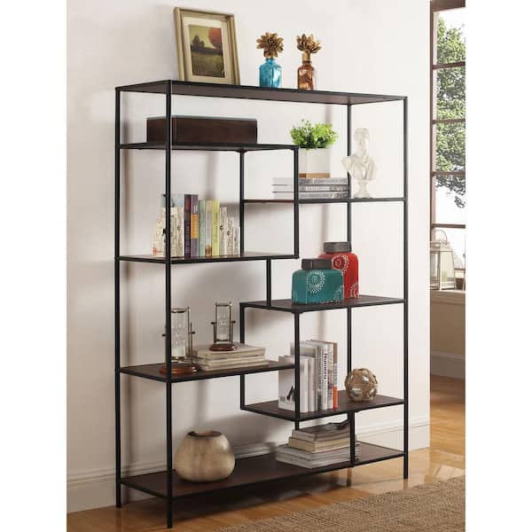 Coaster 65in Walnut and Black 7-Shelf Bookcase
