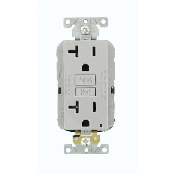 Leviton 20 Amp Lev-Lok Modular Wiring Device SmartlockPro Industrial Grade GFCI Outlet, Gray