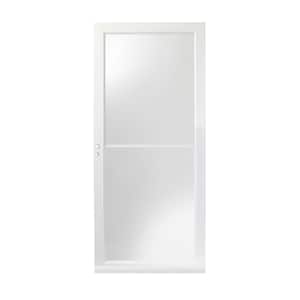 36 in. x 80 in. 3000 Series White Left-Hand/Outswing Self-Storing Easy Install Aluminum Storm Door