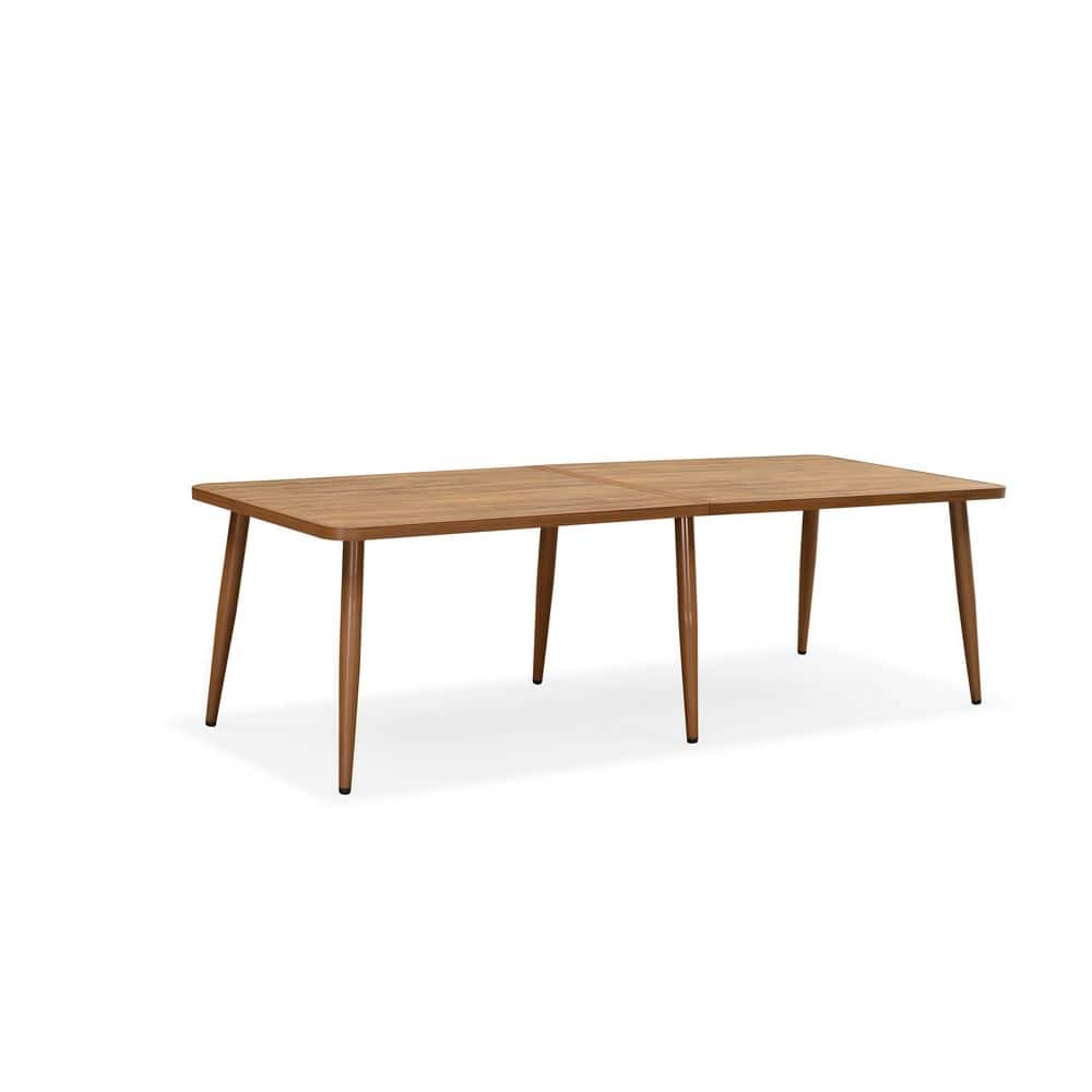 Aluminum Wicker Dining Table Patio Outdoor Dining Table Teak Patio Furniture, Brown