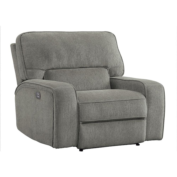 Unbranded Amite Mocha Chenille Power Recliner with Power Headrest and USB Port