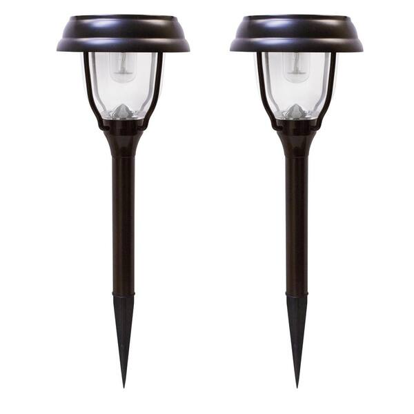 GAMA SONIC Solar Powered Brown Outdoor Integrated LED Landscape Garden Path Light (2-Pack)