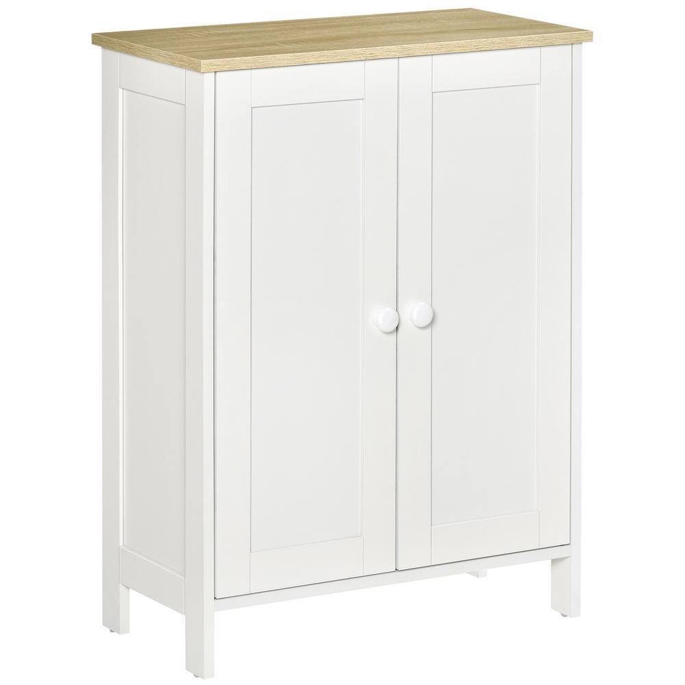 White Freestanding Office Storage Cabinet with Adjustable Shelving