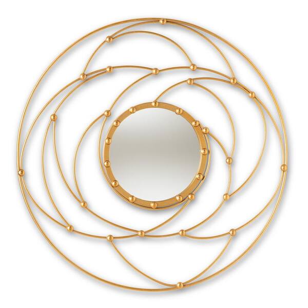 Baxton Studio Medium Round Antique Gold Contemporary Mirror 37 5 In H X W 150 8880 Hd The Home Depot Baxton Studio Medium Round Antique Gold, Round Mirror Antique Gold