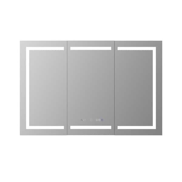 Hans 54 in. W x 36 in. H Large Rectangular Silver Aluminum Recessed and Surface Mount Medicine Cabinet with Mirror