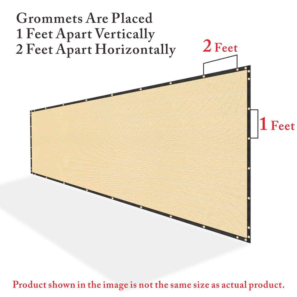 Beige 4' x 10' HDPE Privacy Fence Screen with Reinforced Grommets