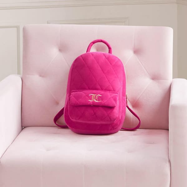 JUICY COUTURE Quilted Backpack Hot Pink Solid Polyester 12 in. x