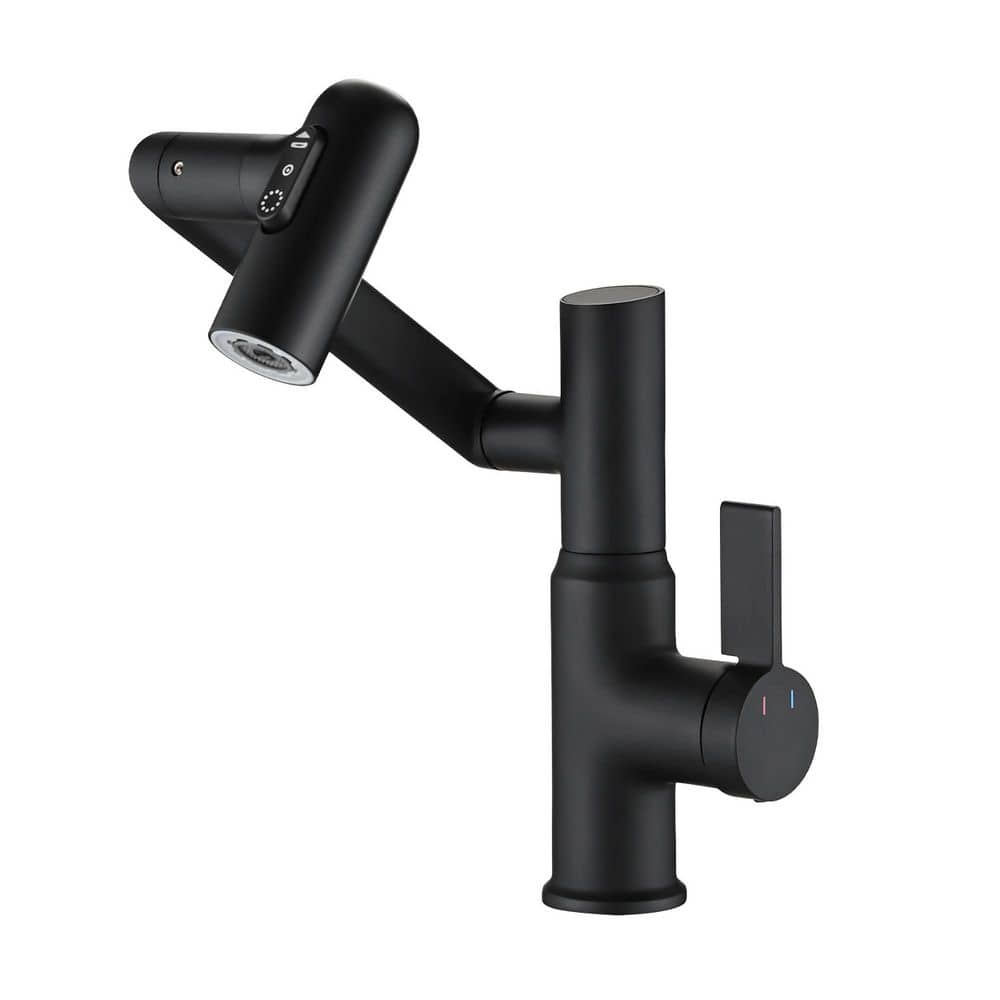 Smart Temperature Display Bathroom Sink Faucet with Pull-Out Spray & 360° Swivel-Matte Black price history on PriceWatchPro