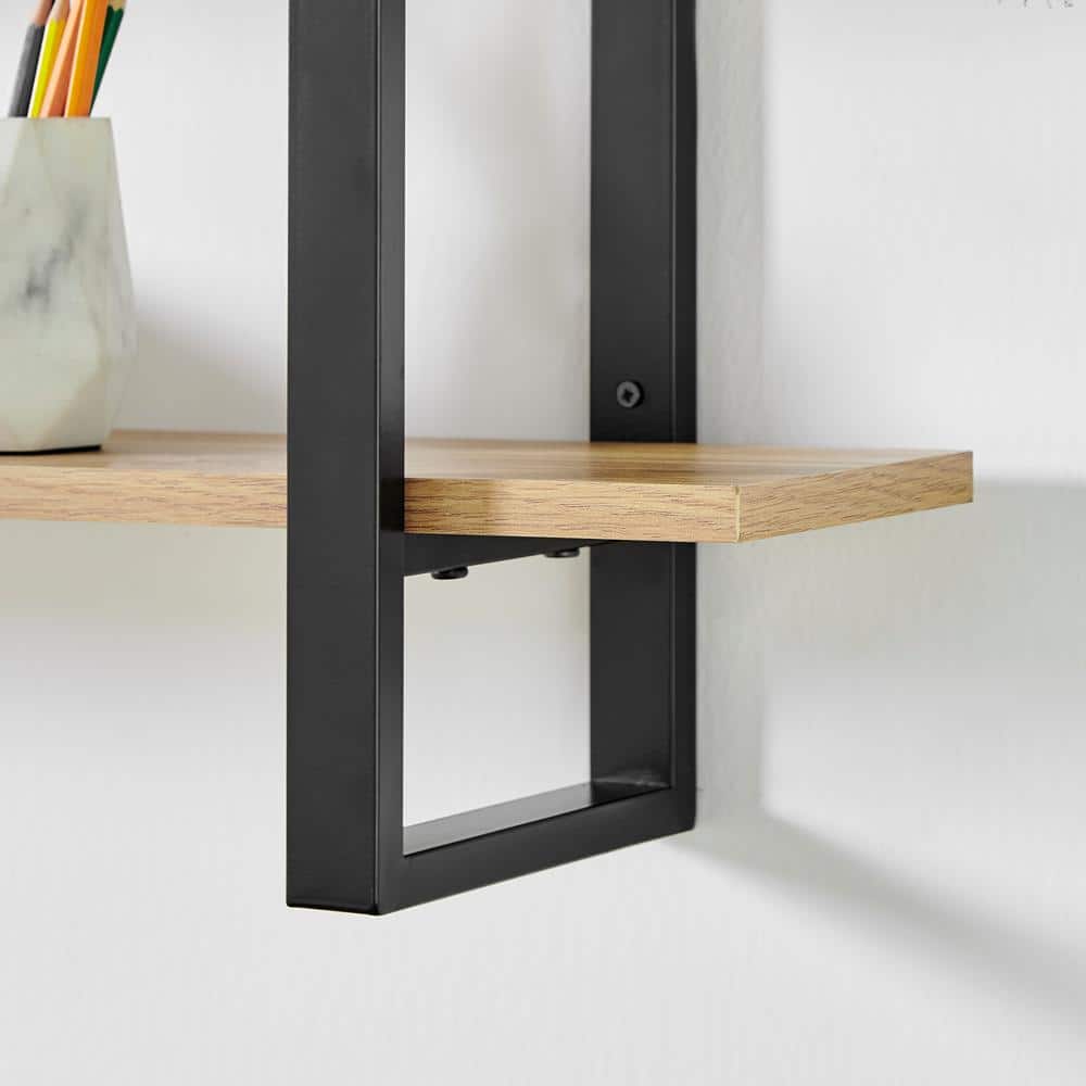 Chestnut and Iron 34'' Triple Tier Floating Wall Shelf