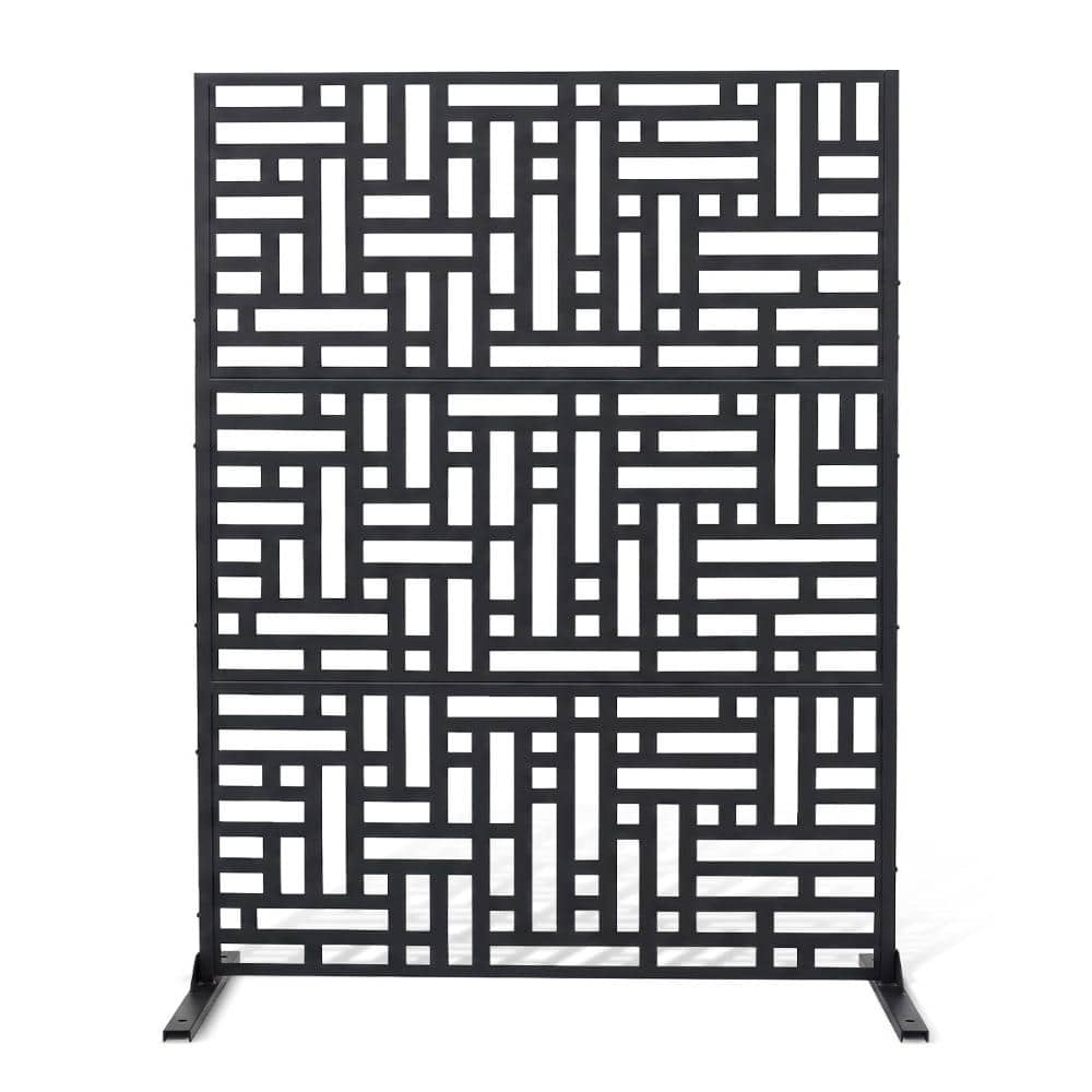 "No-Dig Freestanding Outdoor Metal Privacy Screen Panel 48""W x 75""H Coated Steel Decorative Fence Divider - Black" price history on PriceWatchPro