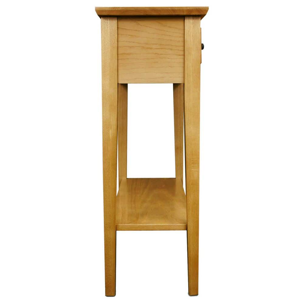Beige Ash Wood Rectangular Console Table with Storage