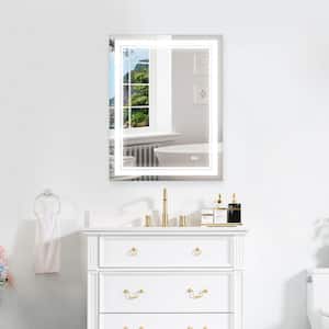 20 in. W x 28 in. H Rectangular Frameless Anti-Fog Wall Mount LED Lighted Bathroom Vanity Mirror in Silver
