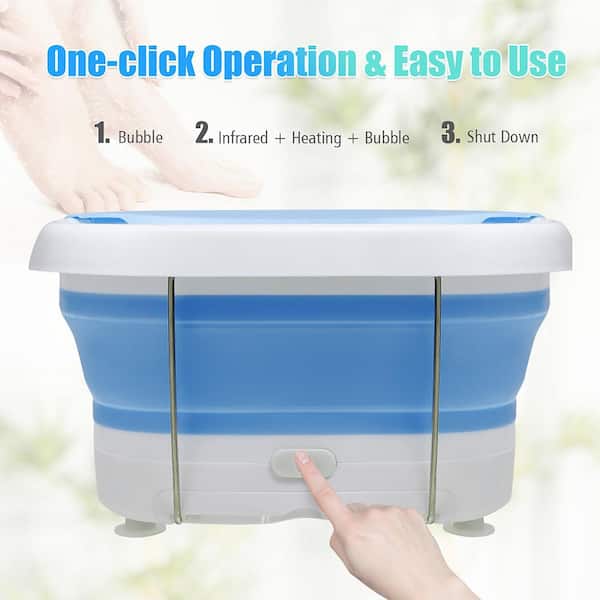 Costway Foot Spa Bath Tub with Heat, Bubbles and Electric Massage Rollers  in Blue EP24835BL - The Home Depot