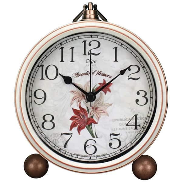 Unbranded European Style Retro White Analog Metal Non-Tickin Table Clock