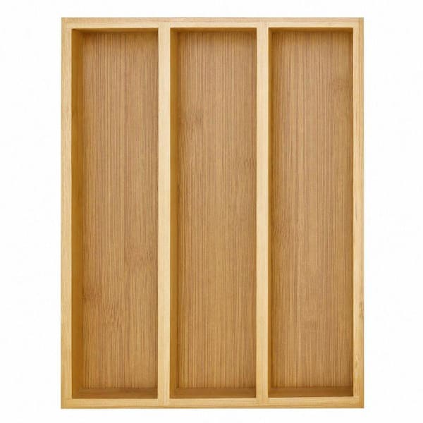 1.5 in. H x 10 in. W x 7.8 in. D Slim Natural Bamboo Silverware Drawer Organizer
