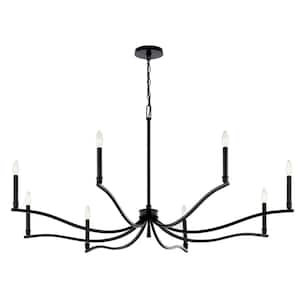 Malene 52 in. 8-Light Black Traditional Candle Chandelier for Dining Room