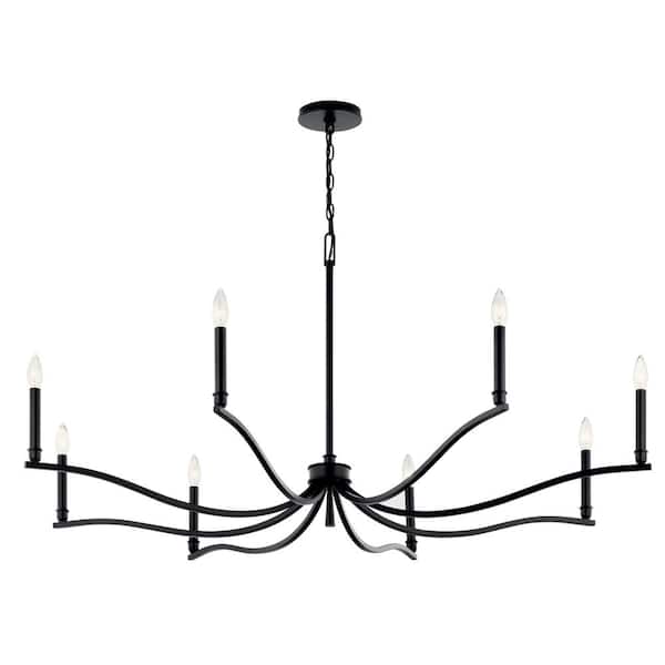 KICHLER Malene 52 in. 8-Light Black Traditional Candle Chandelier for Dining Room