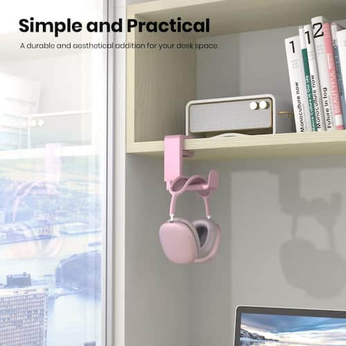 Rotating Headphone Stand, PC Gaming Headset Stand, Adjustable Clamp-on Headphone Holder with 360° Swivel Pink BIBIVIS Computer & Laptop Accessories