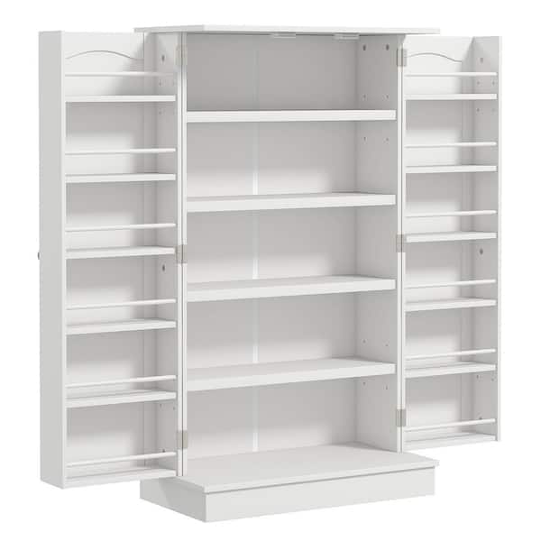 White Wood 23.5 in. Pantry Cabinet