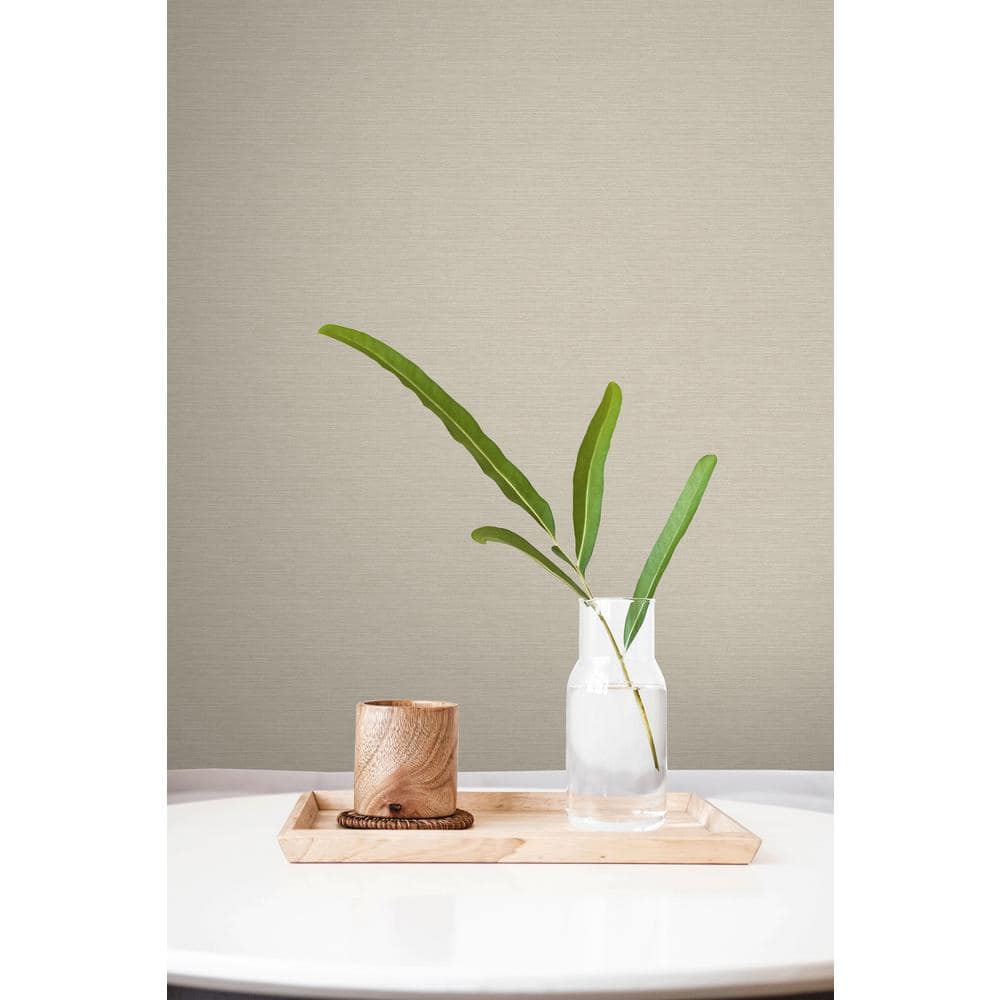 Cream Grasscloth Effect Non-Pasted Removable Wallpaper Roll
