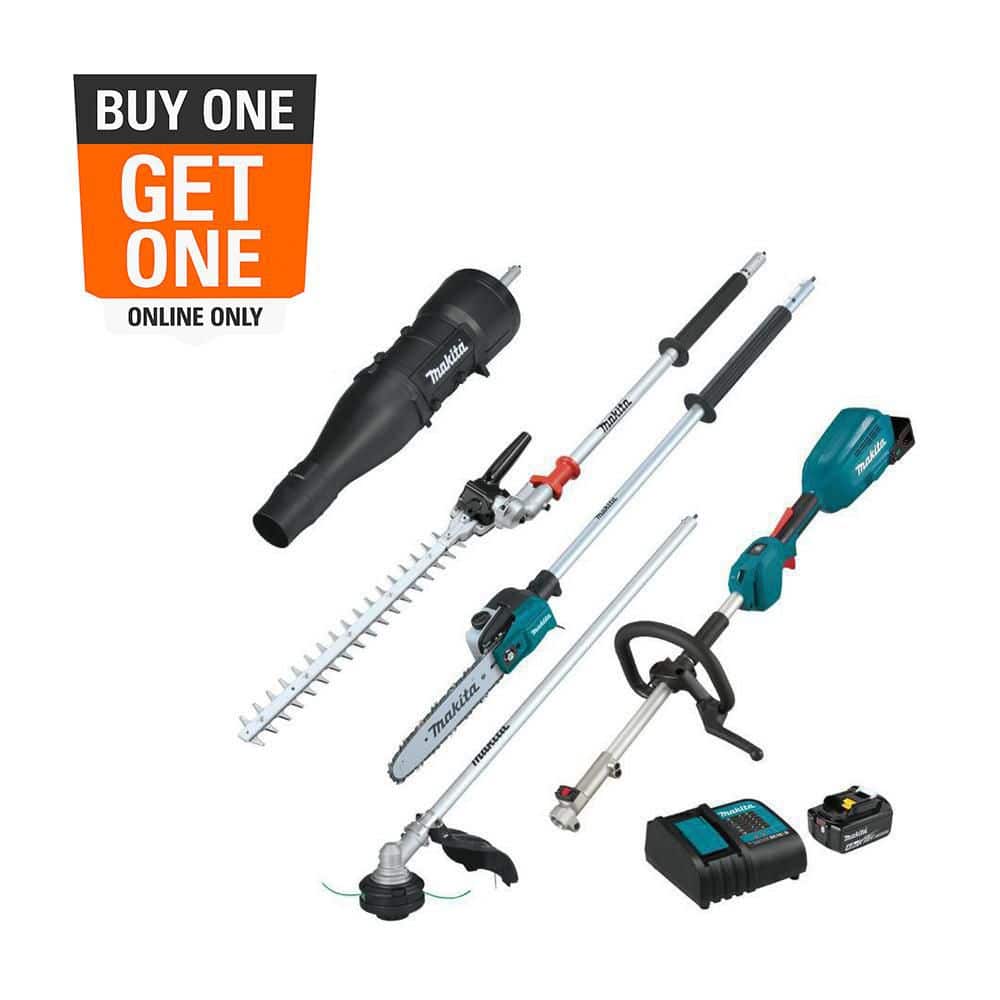 MAKITA 18V LXT Couple Shaft Power Head Kit w/String Trimmer, Pole Saw, Articulating Hedge Trimmer & Blower Attachments, 4.0Ah (XUX02SM1X6)