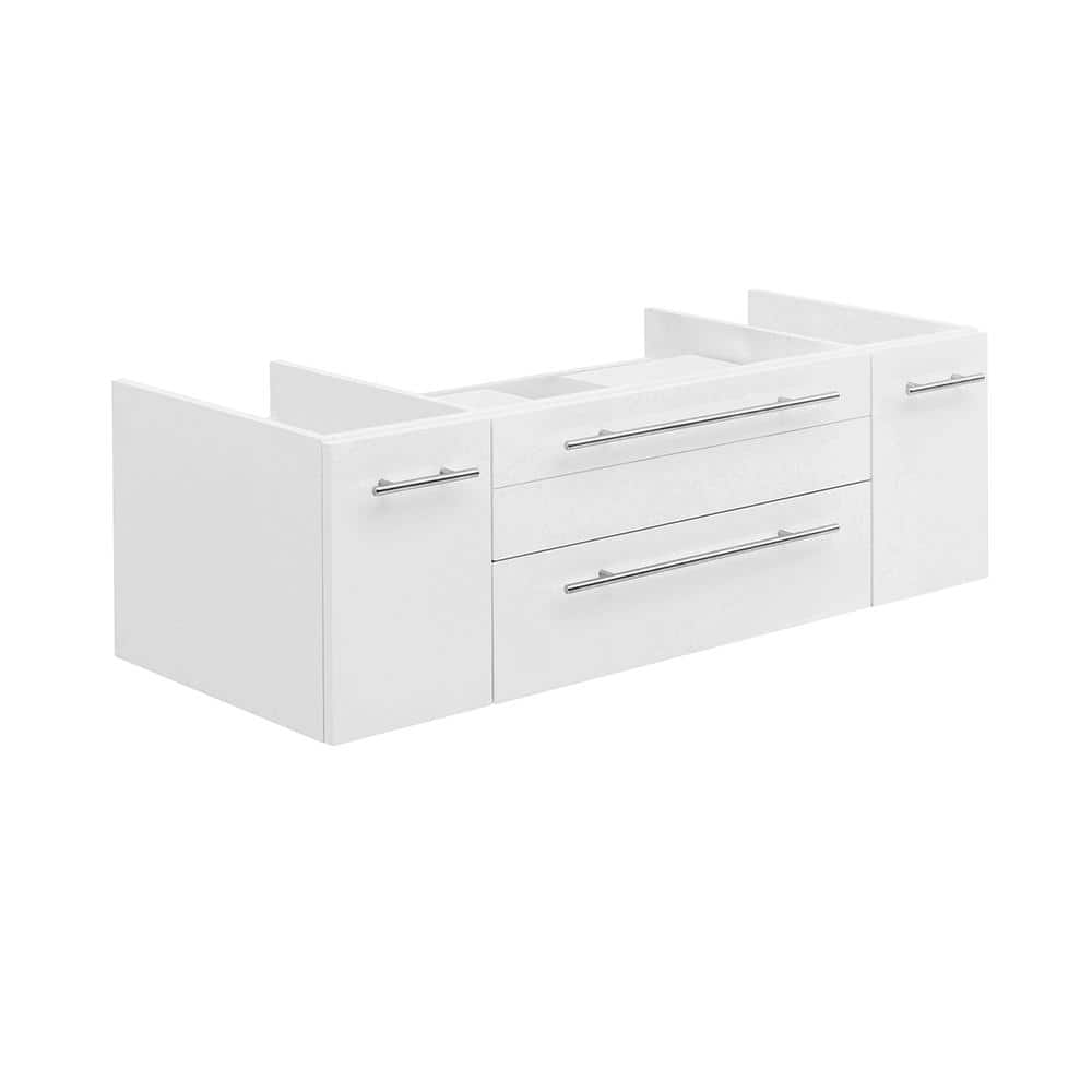 Lucera 48" White Wall Mount Double Vessel Sink Bathroom Vanity