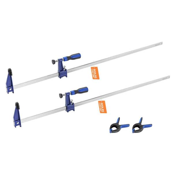 Bar Clamps Set for Woodworking, 36 in. Opening, Lockable F-Clamp, 600 lbs. Load, 2-1/2 in. Depth, Cast Iron (2-Piece)