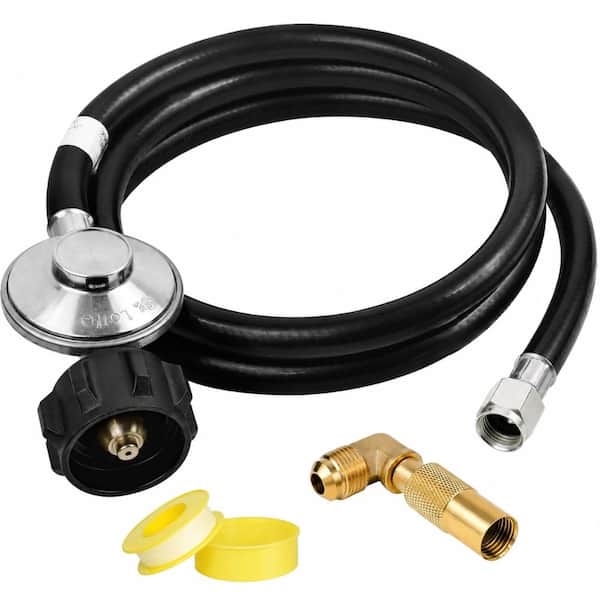 Propane Hose and Regulator Assembly, 5 ft., rubber, Black, for Grill, RV, Heater, and Fire Pit Connections
